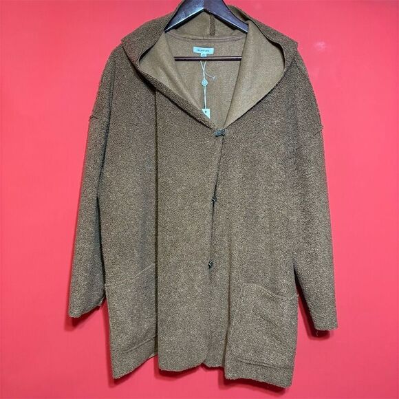 Max Studio Women's 3X Brown Hooded Mid-Length‎ Jacket Casual Fall - Picture 2 of 11